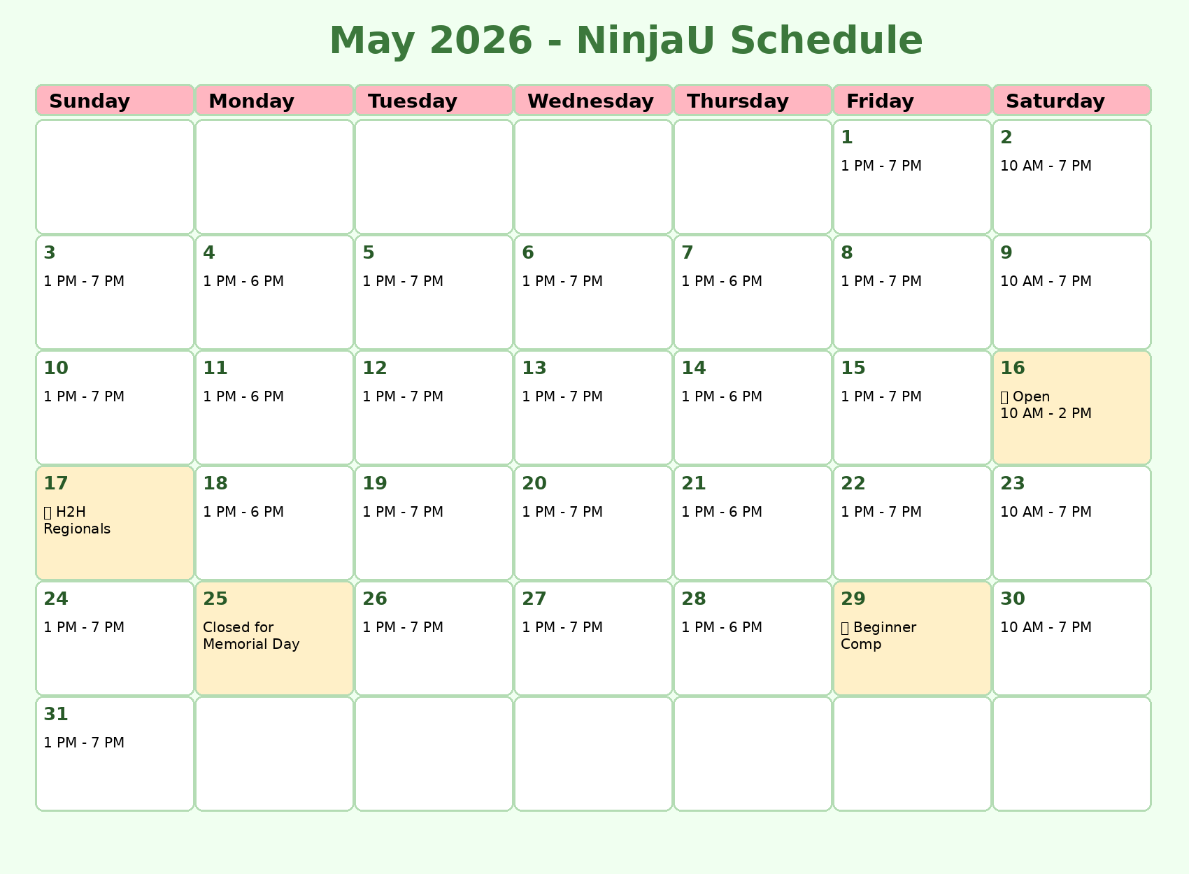NinjaU_May_2026_Spring_Calendar
